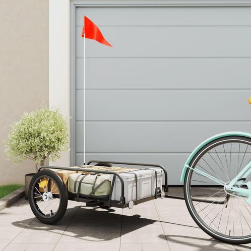 vidaXL Fietstrailer 126x63x34 cm ijzer zwart, Fietsen en Brommers, Fietsaccessoires | Aanhangwagens en Karren, Nieuw, Verzenden