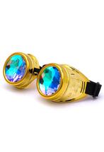 Goggles Steampunk Bril Goud Montuur Caleidoscoop Glazen Goud, Kleding | Dames, Nieuw, Ophalen of Verzenden