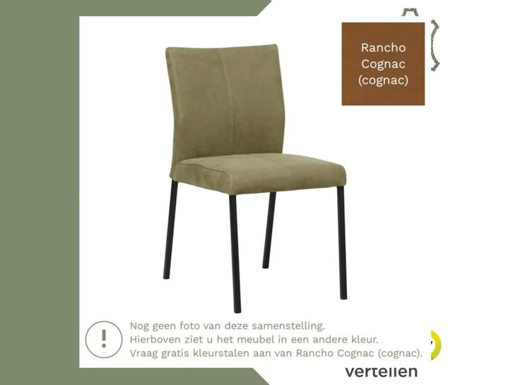 Leren eetkamerstoel Basic - Rancho Cognac (cognac) - Poten, Huis en Inrichting, Stoelen, Bruin, Eén, Nieuw, Leer, Ophalen of Verzenden