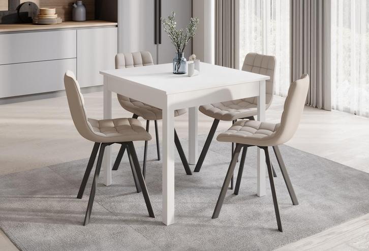 Meubella eetkamertafel wit vierkant 80x80 cm | Modern, Huis en Inrichting, Tafels | Eettafels, Nieuw, 50 tot 100 cm, Verzenden