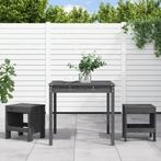 vidaXL 3-delige Bistroset massief grenenhout grijs, Tuin en Terras, Verzenden, Nieuw