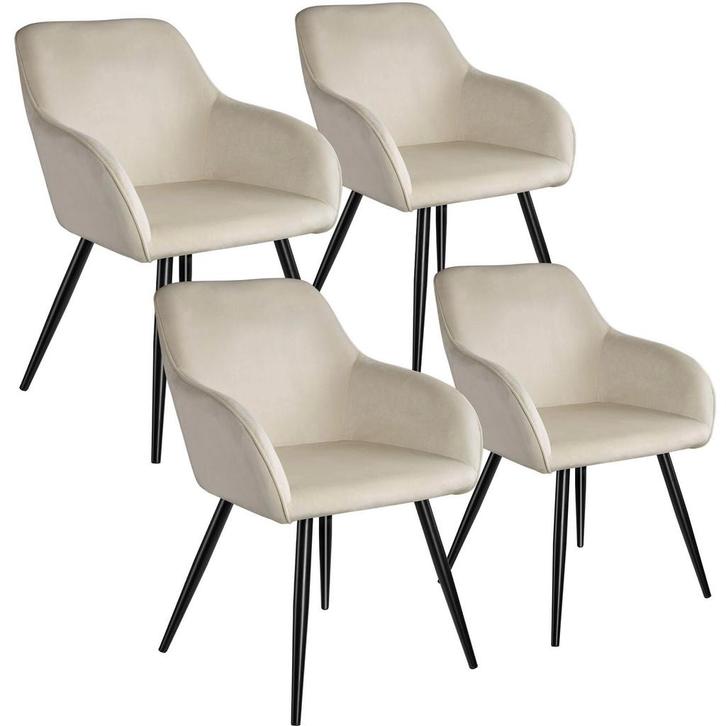 tectake Eetkamerstoel Marilyn fluweellook, zwarte stoelpoten, Huis en Inrichting, Stoelen, Verzenden
