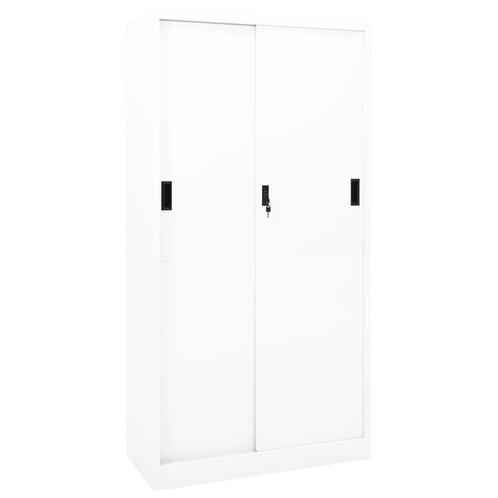 vidaXL Armoire de bureau et porte coulissante Blanc, Maison & Meubles, Armoires | Autre, Neuf, Envoi