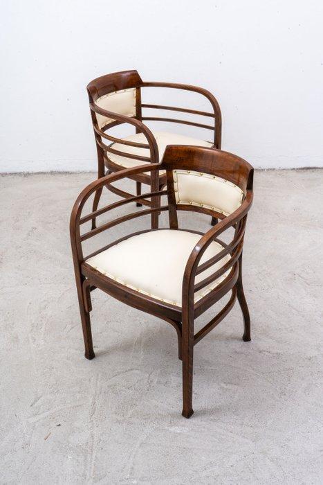 Thonet - Otto Wagner - Chaise (2) - No. 6514 - Hêtre, Cuir, Antiquités & Art, Antiquités | Meubles | Chaises & Canapés