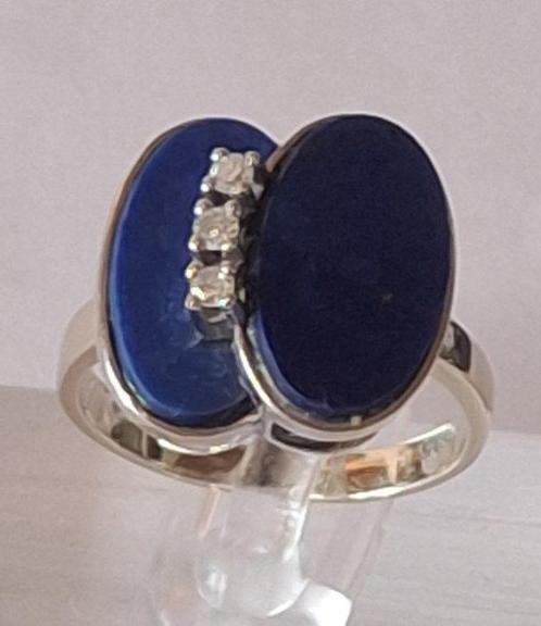 Cocktailring - 14 karaat Witgoud Lapis lazuli - Diamant, Handtassen en Accessoires, Antieke sieraden