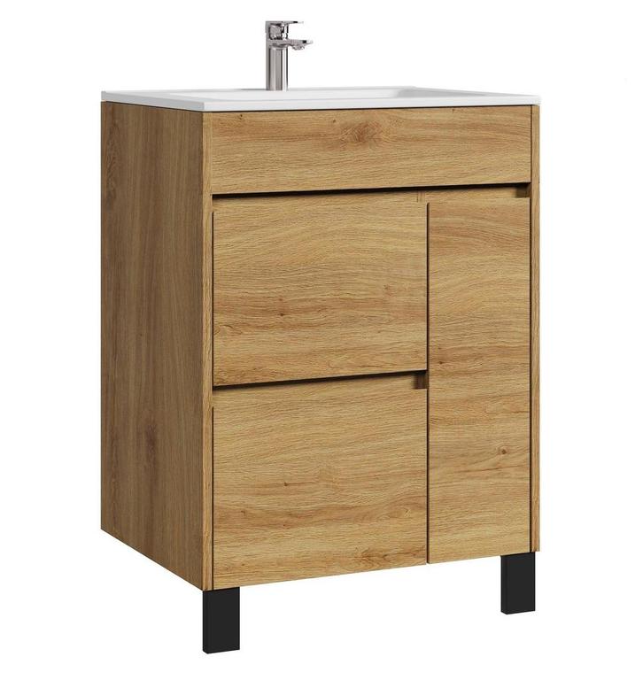 Badkamermeubel Set Salzburg 60 cm Eiken Staand Badmeubel, Huis en Inrichting, Badkamer | Badkamermeubels, Nieuw, Verzenden