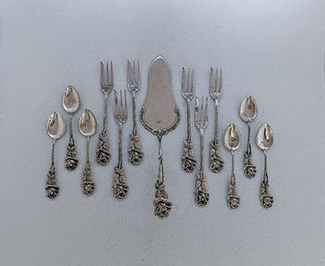 Hildesheimer Rose Pattern Dessert 13 Pieces - Ménagère -