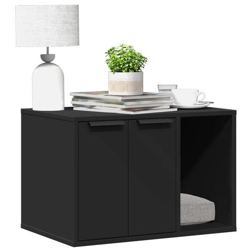 vidaXL Kattenbakkast 60x40x40 cm bewerkt hout zwart, Dieren en Toebehoren, Katten-accessoires, Nieuw, Verzenden