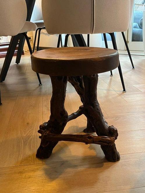 Plantentafel - Hout - Kruk, Antiek en Kunst, Curiosa en Brocante