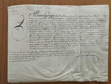 Document - 6 pieces signes par Pierre Gruyn Quittances pour