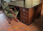 Bureau-ministre - Mahonie - Engels bureau met stoel, Antiek en Kunst, Curiosa en Brocante