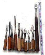 Snijwerk, 10 used Japanese carving knives for professionals, Antiek en Kunst