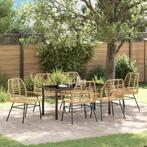 vidaXL Tuin Eettafel Set 7 pcs Bruin poly rattan, Tuin en Terras, Verzenden, Nieuw