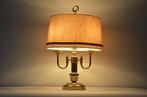 Tafellamp - Prachtige messing Bouillotte-lamp - Linnen,, Antiek en Kunst