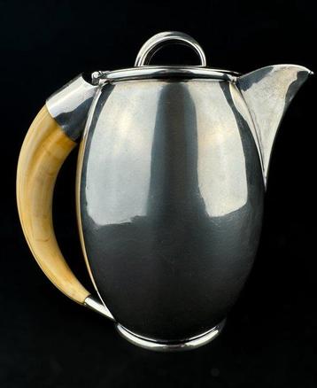 Large German Wilhelm Binder Silver Jug - Boar Tusk Handle -