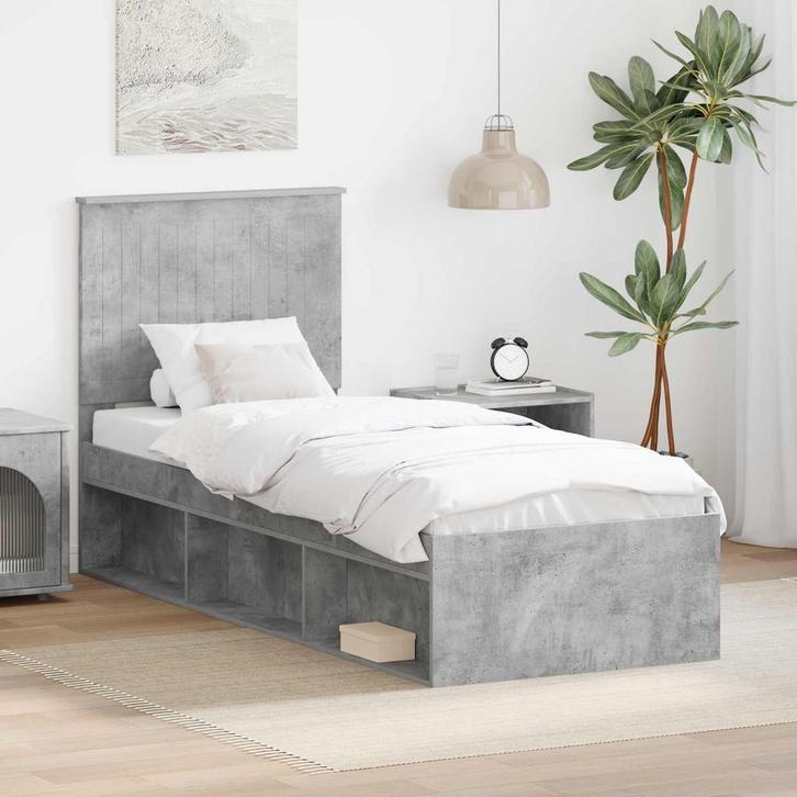 vidaXL Bedframe Betonnen Grijs 75 x 190 cm Massief, Huis en Inrichting, Slaapkamer | Bedden, Nieuw, Verzenden