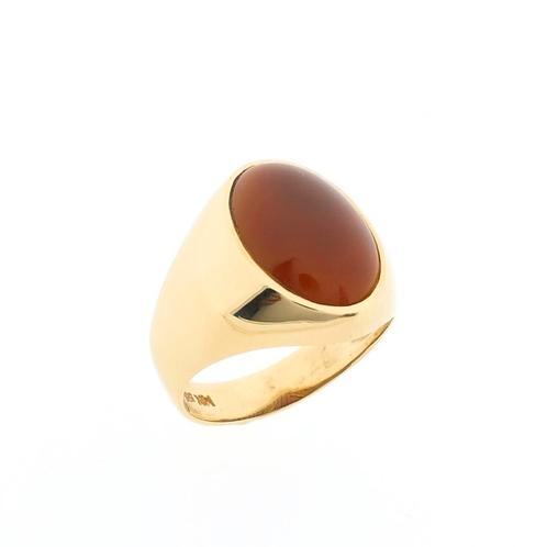 Gouden heren ring met sarder (vintage, heren sieraden), Handtassen en Accessoires, Ringen, Heer, Met edelsteen, Overige kleuren