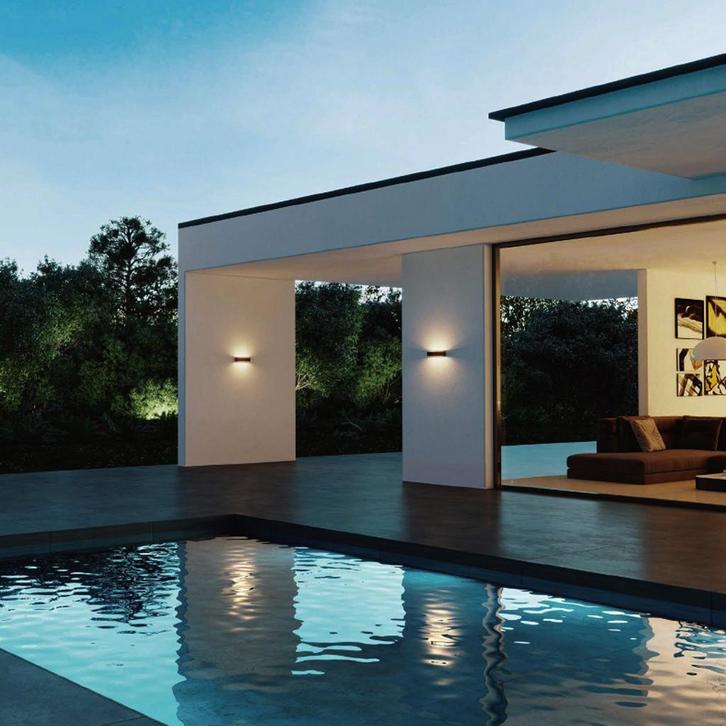 Wandverlichting modern Score Up en Down Muurlamp Zwart Large, Tuin en Terras, Buitenverlichting, Verzenden