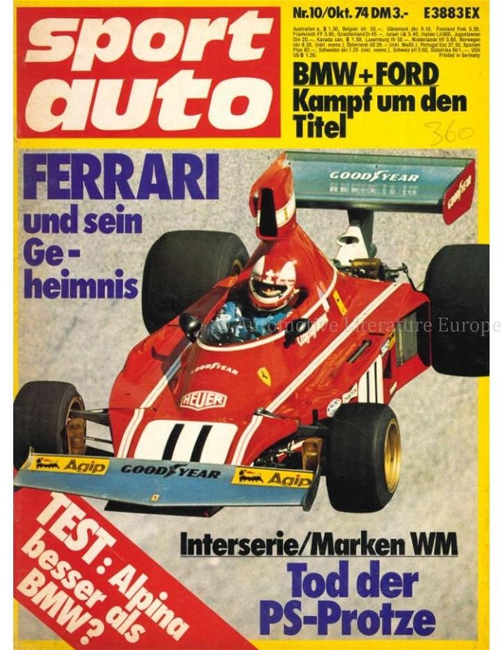 1974 SPORT AUTO MAGAZINE 10 DUITS, Boeken, Auto's | Folders en Tijdschriften