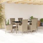 vidaXL 7-delige Tuinset met kussens poly rattan beige, Tuin en Terras, Verzenden, Nieuw, Tuinset