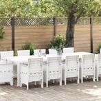 vidaXL Tuin Eettafel Set Wit en Lichtgrijs Poly riet en, Tuin en Terras, Verzenden, Nieuw