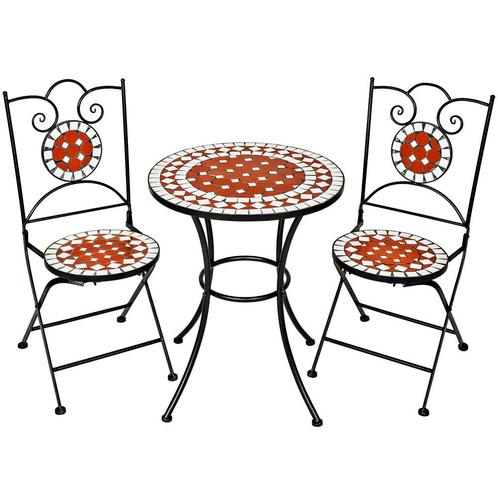 Mozaïek tuinset met 2 stoelen en tafel - bruin, Jardin & Terrasse, Ensembles de jardin, Envoi