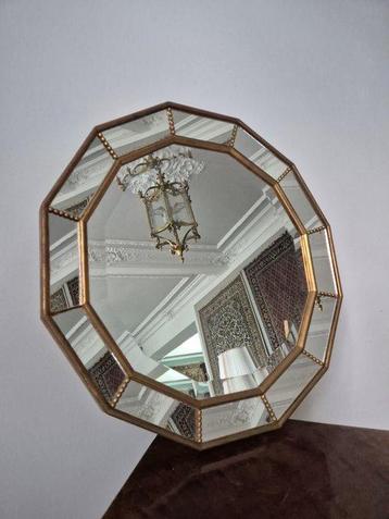 Miroir - Bois, Laiton, Verre - Miroir mural octogonal