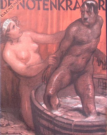 Hitler wordt gewassen op spotprent (lijst optie, Lithos), Antiek en Kunst, Kunst | Litho's en Zeefdrukken, Verzenden