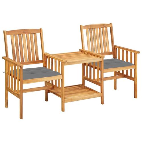 vidaXL Tuinstoelen met tafeltje en kussens massief, Tuin en Terras, Tuinsets en Loungesets, Nieuw, Verzenden
