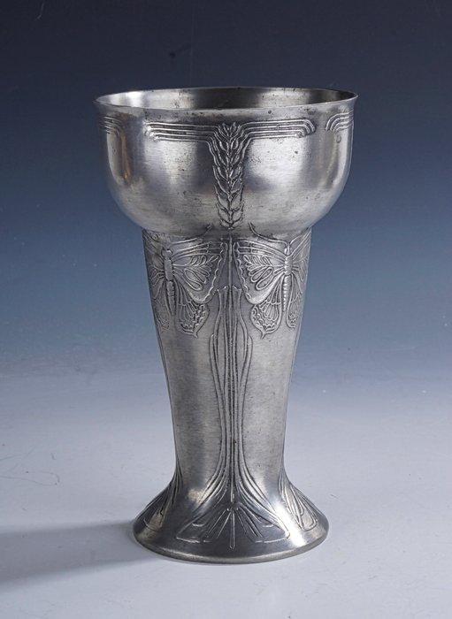 Kayserzinn - Vaas - Jugendstil tinnen kelk met stilistisch, Antiek en Kunst, Kunst | Designobjecten