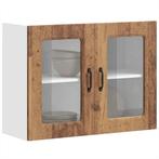 vidaXL Keukenwandkast met glazen deur bewerkt hout oud, Verzenden, Nieuw