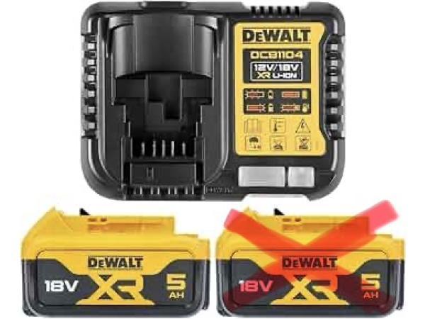 Veiling - DeWalt accu 18V 5Ah + lader (DCB1104), TV, Hi-fi & Vidéo, Batteries