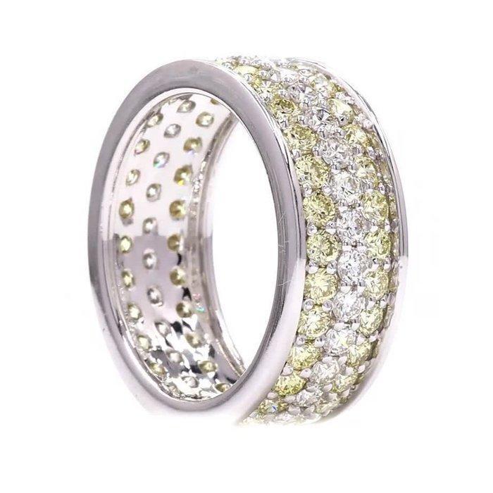 Ring - 14 karaat Witgoud - 3.03ct. tw. Geel Diamant, Handtassen en Accessoires, Ringen
