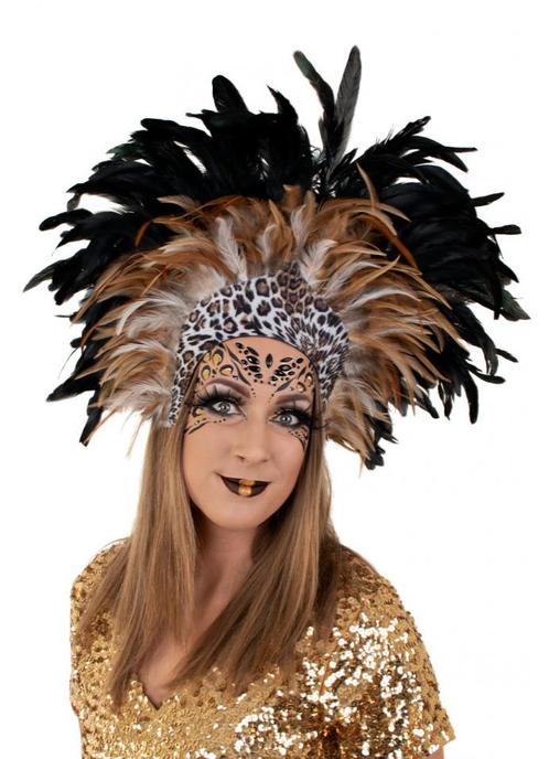 Grote Verentooi Bruin Panterprint Burlesque Hoofdtooi Carnav, Vêtements | Femmes, Costumes de carnaval & Vêtements de fête, Enlèvement ou Envoi