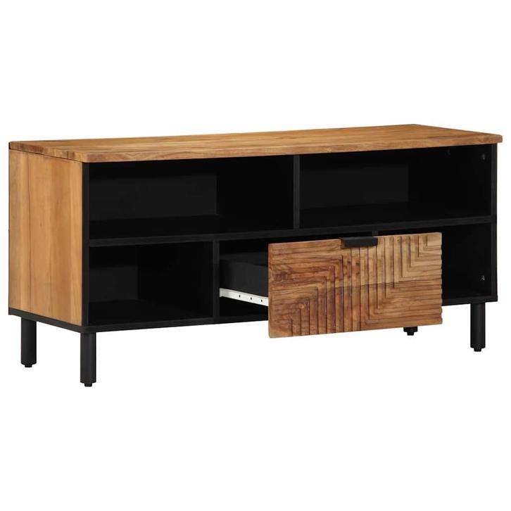 vidaXL TV Eenheden Massief Acacia Hout 100 x 33,5 x 46 cm, Huis en Inrichting, Woonaccessoires | Cd- en Dvd-rekken, Nieuw, Verzenden