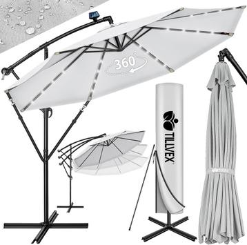 Tillvex® LED Parasol - Zweefparasol - Ø350cm - 360° Draaibaa, Verzenden