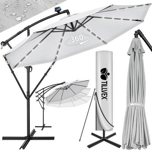 Tillvex® LED Parasol - Zweefparasol - Ø350cm - 360° Draaibaa, Tuin en Terras, Overige Tuin en Terras, Verzenden