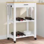 vidaXL Keukentrolley MONZA 60x40x90 cm massief grenenhout, Huis en Inrichting, Verzenden, Nieuw