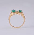 Bague tendance - 14 carats Or jaune - 1.36ct. tw. Émeraude -