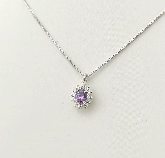 Zonder Minimumprijs - Ketting met hanger Zilver Diamant, Handtassen en Accessoires, Antieke sieraden