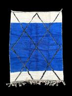 Moderne Marokkaanse Beni Ouarain-vloerkleed – Blauw en Ivoor, Nieuw