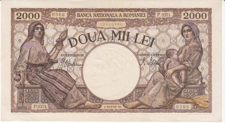 1941 Au Romania P 53a 2000 Lei, Postzegels en Munten, Bankbiljetten | Europa | Niet-Eurobiljetten, België, Verzenden