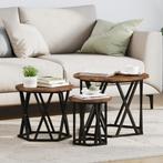 vidaXL Nesting Tafelsets 3 st Gerookte Eik Gelaagd Hout, Verzenden, Nieuw