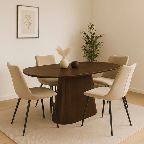 Mangohouten Eettafel Mick capsule bruin 210×100 cm, Huis en Inrichting, Tafels | Eettafels, Nieuw, Overige houtsoorten, Overige vormen