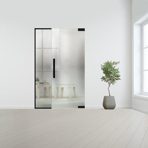 Glazen binnendeur met zijlicht zonder kozijn zwart beslag-Re, Doe-het-zelf en Bouw, Glas en Ramen, Nieuw, Verzenden