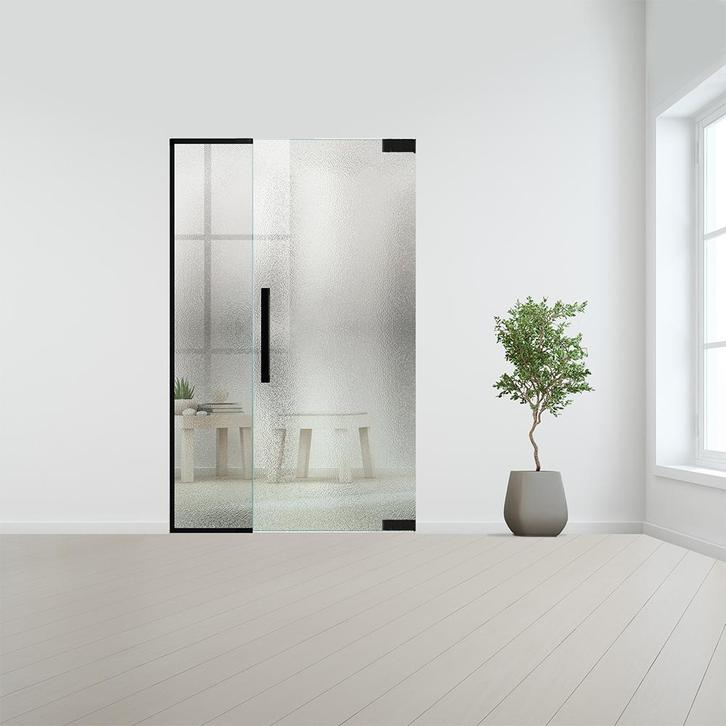 Glazen binnendeur met zijlicht zonder kozijn zwart beslag-Re, Doe-het-zelf en Bouw, Glas en Ramen, Nieuw, Verzenden
