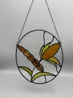 Glas-in-loodraam - 1950-1960 - Bloemenmotief Aardetint