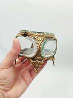 Boîte à bijoux - verre biseauté, Laiton, Antiquités & Art