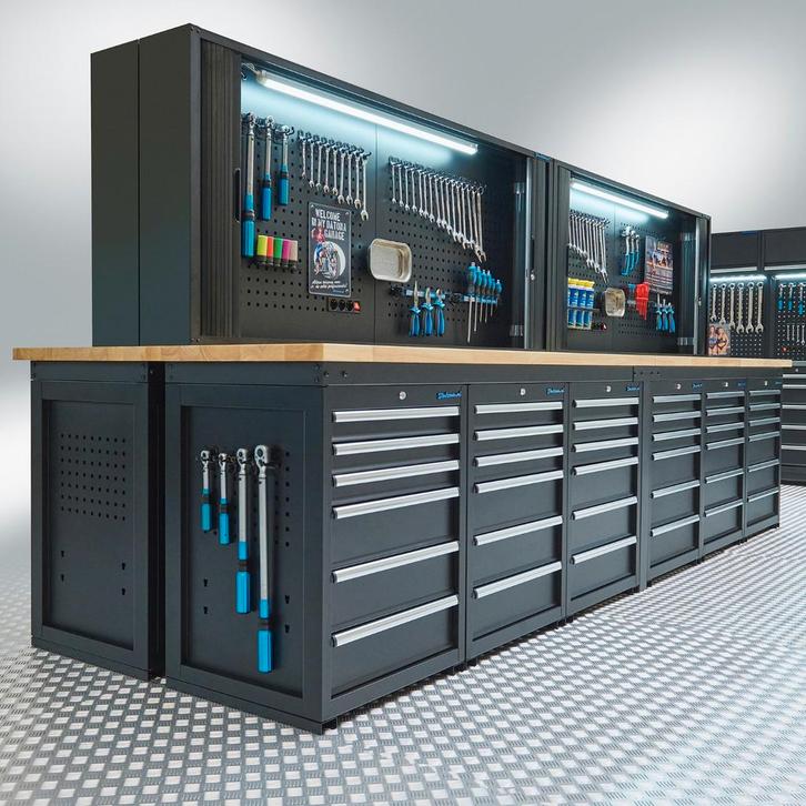 Datona Werkbank PRO – eiken werkblad – 72 lades – met, Doe-het-zelf en Bouw, Werkbanken, Ophalen of Verzenden