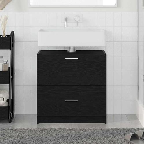 vidaXL Wastafelkast met lade Zwart Eiken 59 x 37 x 59 cm, Huis en Inrichting, Tafels | Kaptafels, Nieuw, Verzenden